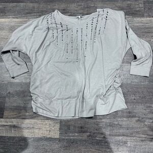 Fashion Bug Gray Embellished Blouse